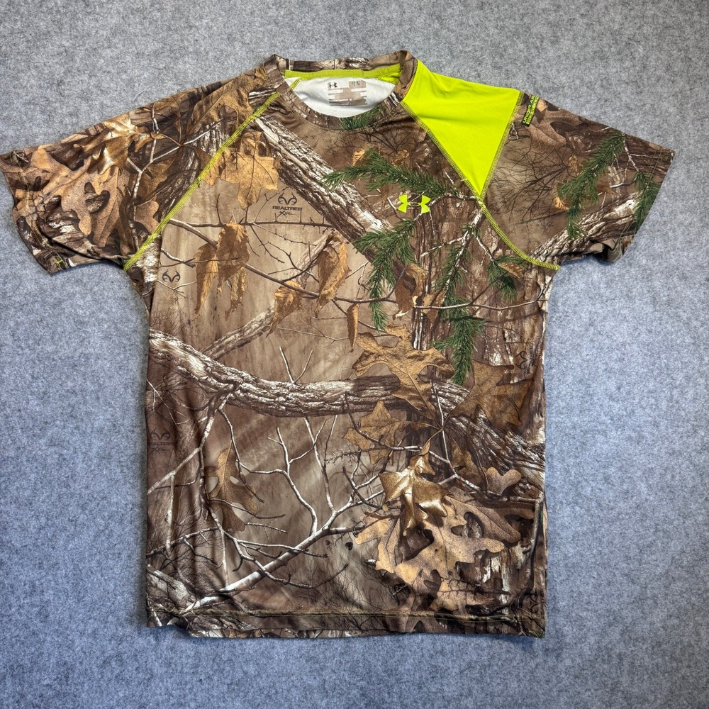 Under Armour Realtree Xtra Camo Shirt Mens Large L Short Sleeve Scent Control